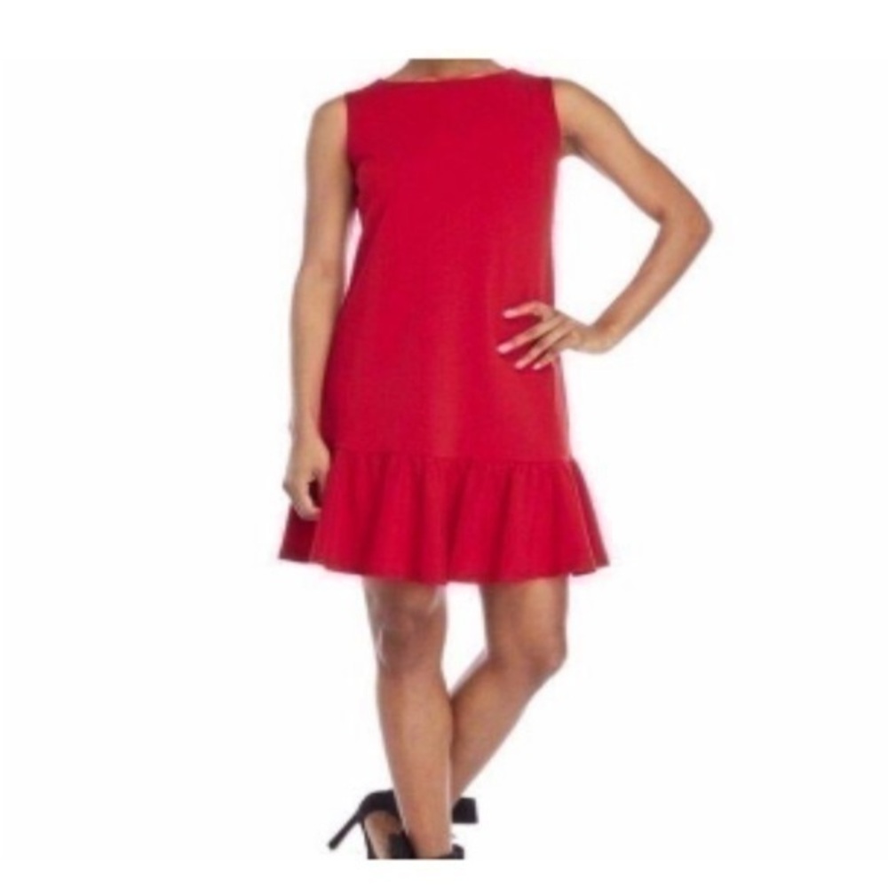 Betsy Johnson size 6 red dress ruffle bottom tank dress zip closure new with tag